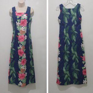 Royal Creations Hawaiian Dress Size Small Long Pineapple Hibiscus Floral 3002